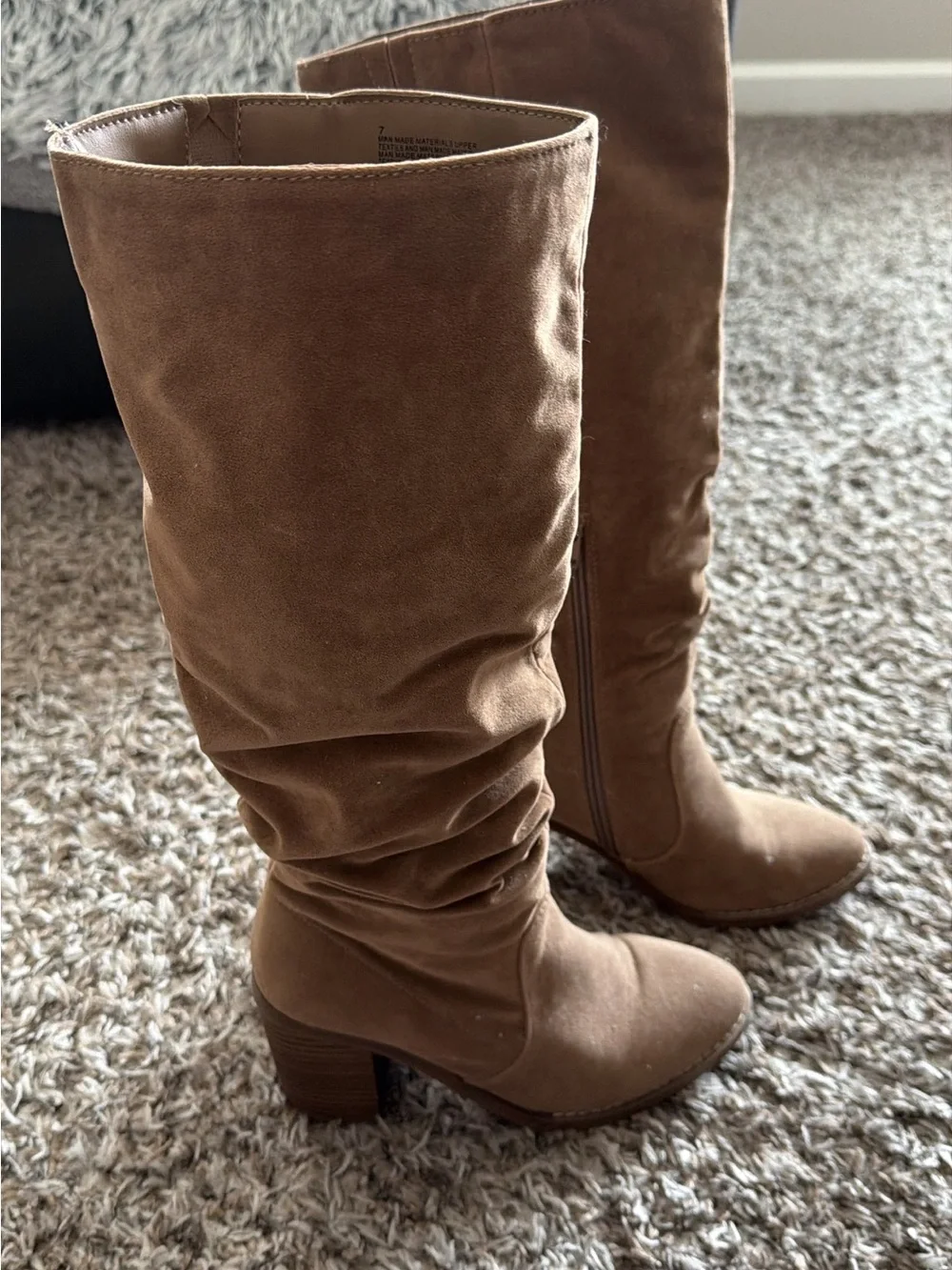 Slouch Over-the-Knee Heeled Boots in Chestnut Brown